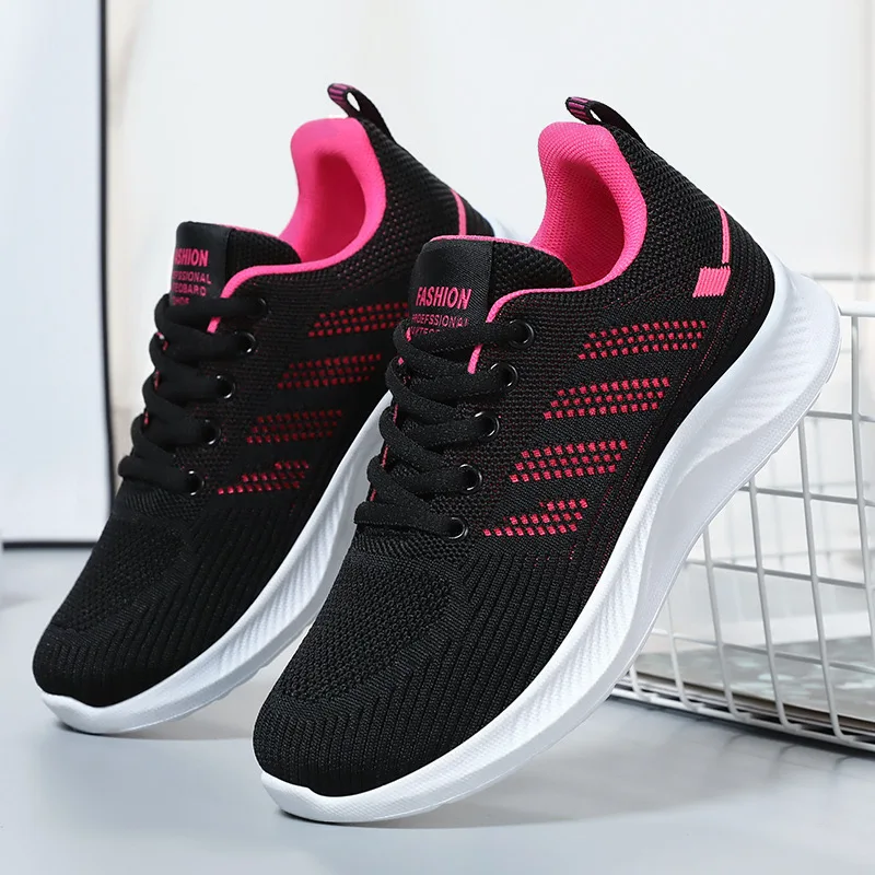 Zapatos Deportivos transpirables para mujer, calzado informal de suela suave, zapatos individuales de malla voladora, zapatos para correr, otoño