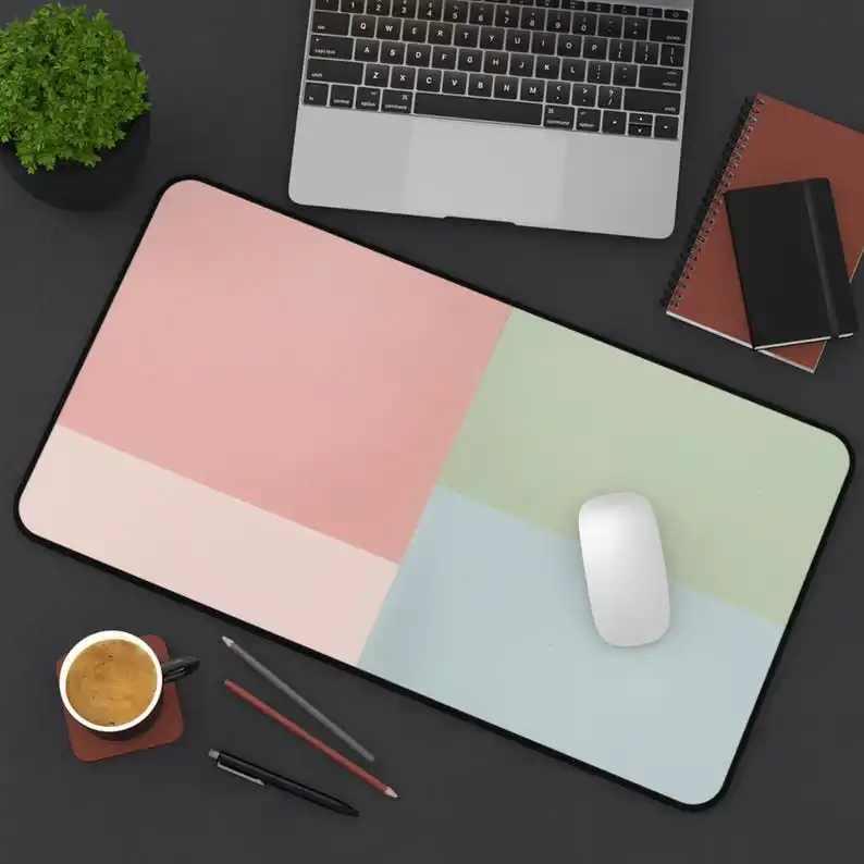 

Pastel Abstract Color Block Desk Mat,oversized Mouse Pad, Desktop Accessory. A Perfect Gift for Work or Home Use Kawaii Desk Pad
