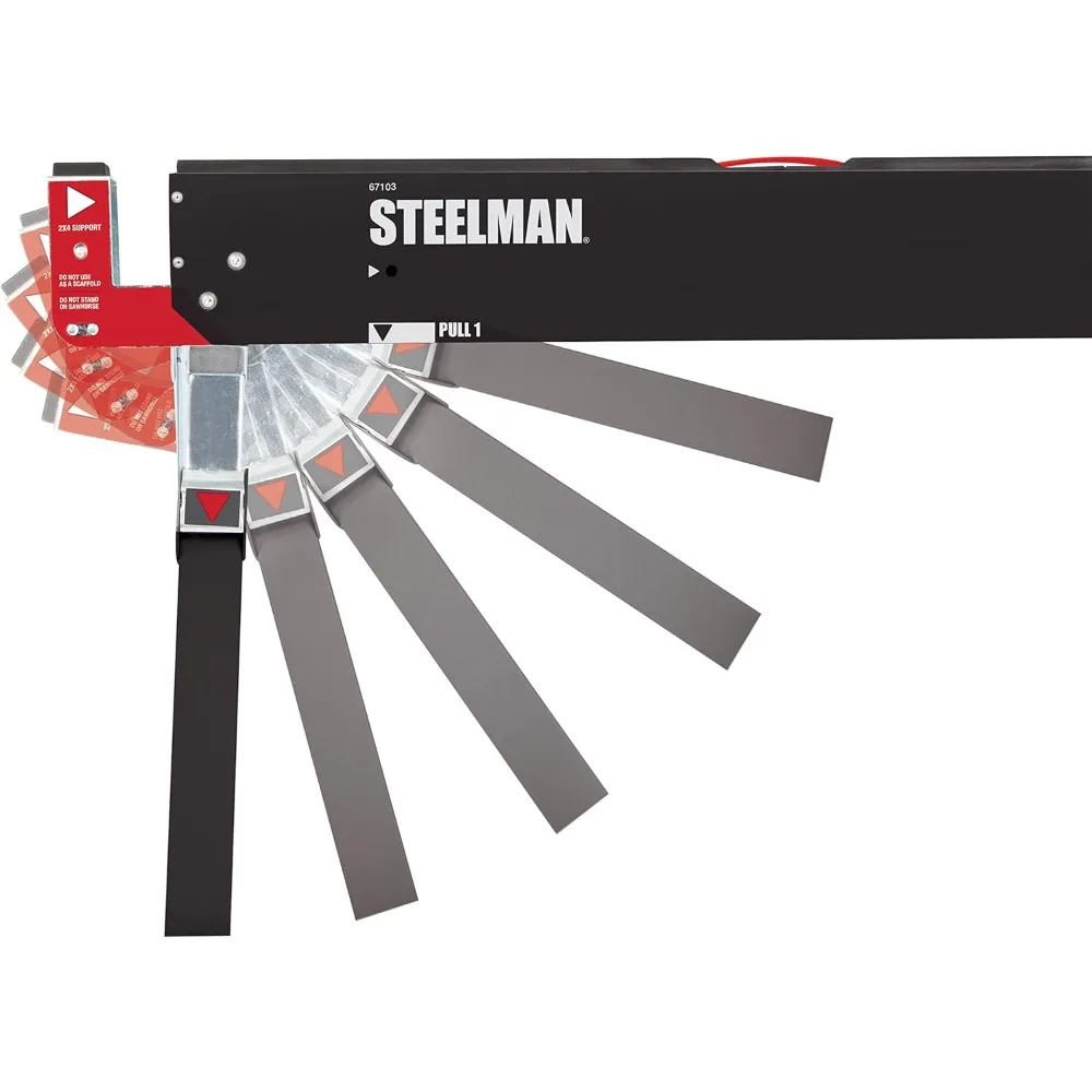 مجموعة من أشرطة قابلة للطي بارتفاع قابل للتعديل مكونة من قطعتين، هيكل فولاذي متين، دعم طاولة 2 × 4، طاولة عمل محمولة مع قابلة للطي #2