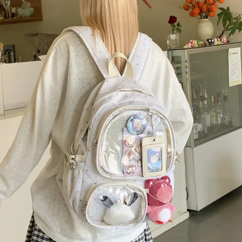 Simple Pure Color Travel Commuting Large Capacity Student UltraLight Backpack Handheld Itabag for Women
