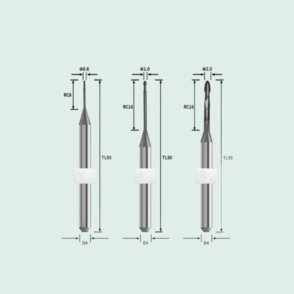 Up3d p52/p53/p55d fresas laboratório dental para máquinas de zircônia/pmma ferramentas de precisão fresagem corte d4 50mm sistema cad cam