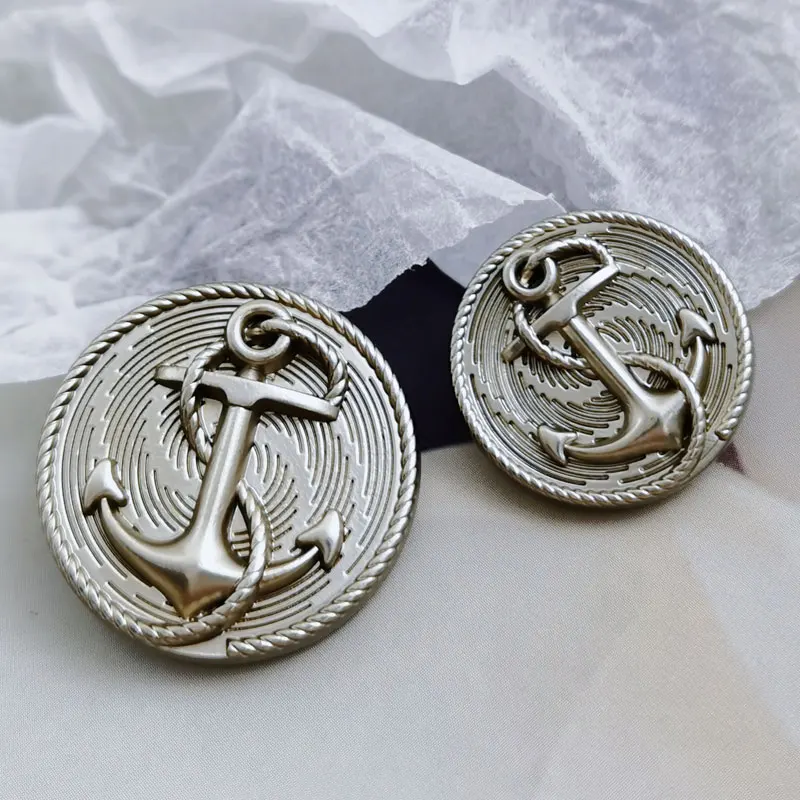 الذهب الفضي مرساة تصميم المواد الخياطة الفاخرة للخياطة زر معدني للملابس معطف DIY الحرف المواد الزخرفية