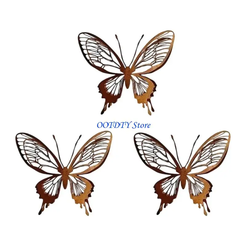 367A Home Display Metal Butterfly Piece with Aged Finish and Wing Detail