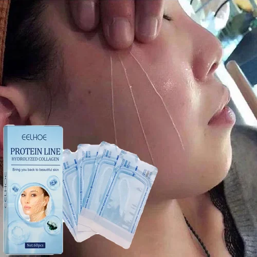 Línea de proteína dorada, relleno Facial reafirmante antiarrugas, sin aguja, absorbible, se desvanece, líneas finas, hilo de colágeno, suero antienvejecimiento, 60 uds.