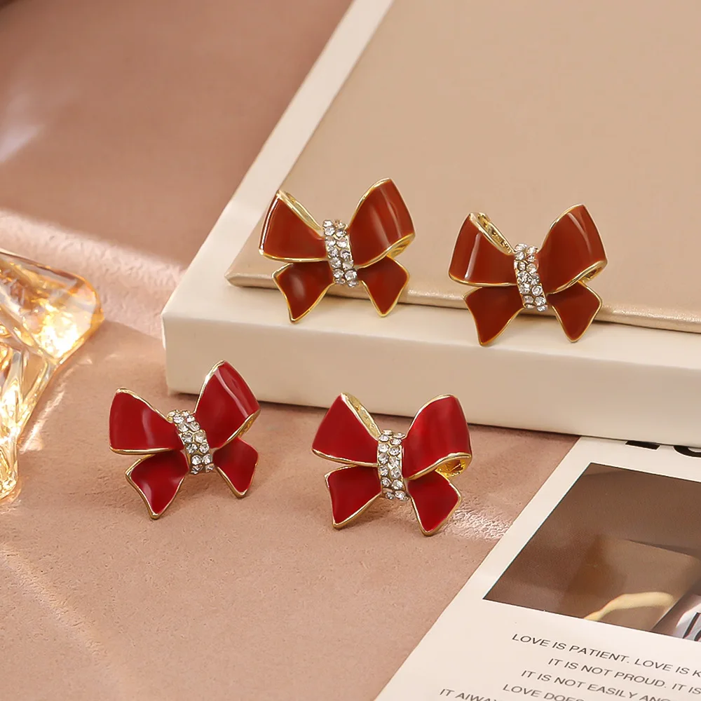 

Stylish and Exquisite Bow Drop Glaze Earrings, High-Quality, Versatile Earrings, Niche Design Personalized Earrings