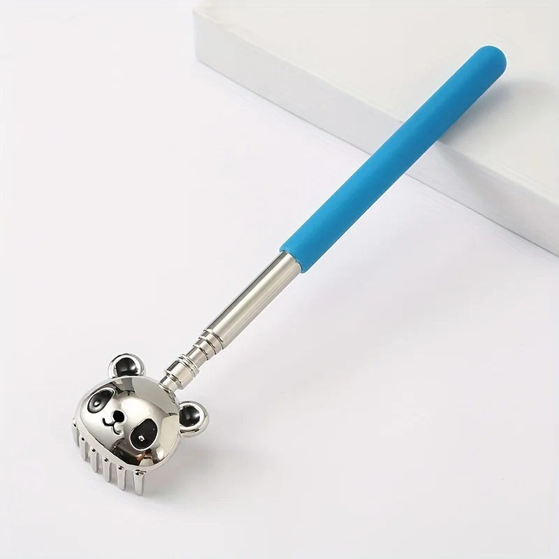 أداة خدش خلفية معدنية قابلة للتعديل مع مقبض مريح بتصميم الباندا، يخفف حكة الجلد، مقبض طويل للمناطق التي يصعب الوصول إليها