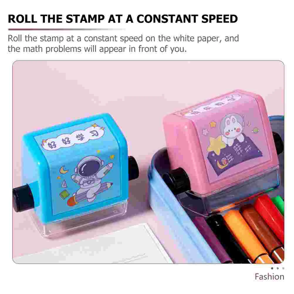 4 Sets Stamps Math Roller Wear-resistant Student Teacher Learning Cartoon Intelligent Students Teaching Child