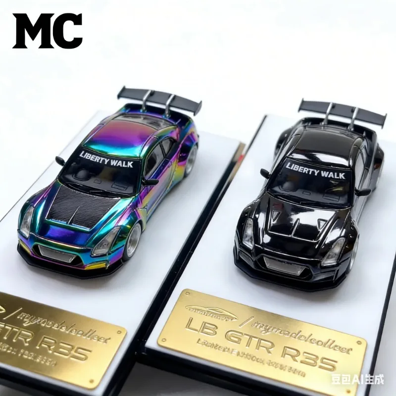 

MC 1: 64 Nissan GT-R R35 LB electroplated golden color imitation alloy car model, boys' toy, adult collection display item