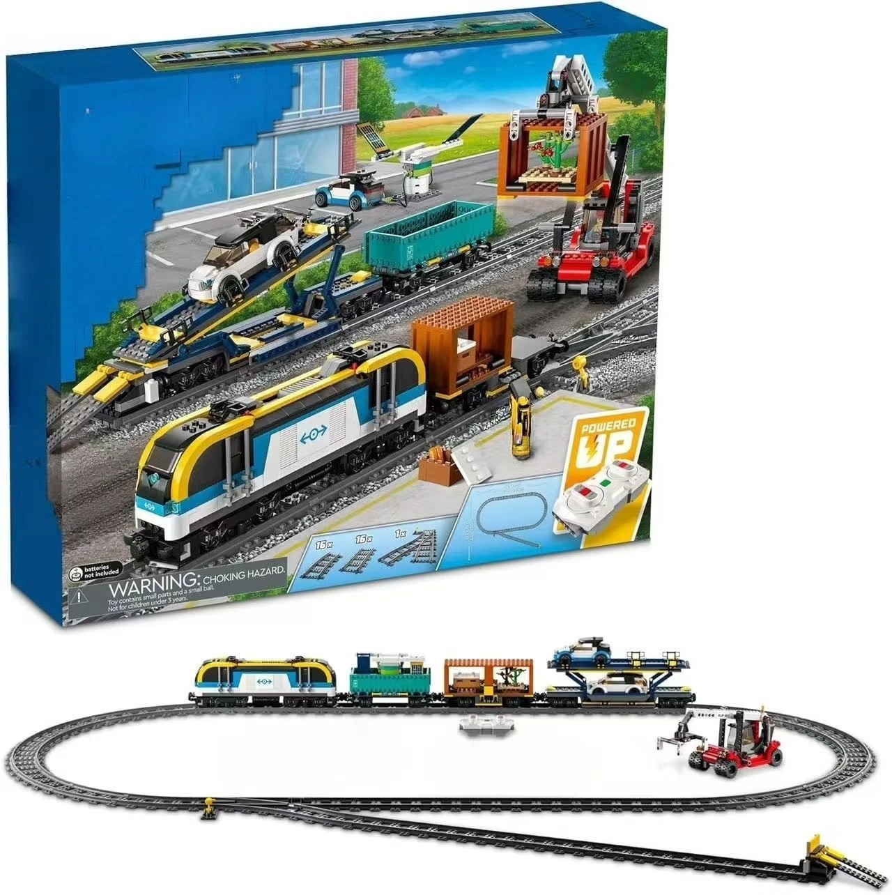 ตัวต่อรถไฟขนส่งสินค้าแบบใหม่ ชุดสร้างสรรค์ MOC รถไฟโชว์ ของเล่นตัวต่อแบบมีรีโมทคอนโทรล ของขวัญคริสต์มาสสำหรับเด็กและผู้ใหญ่