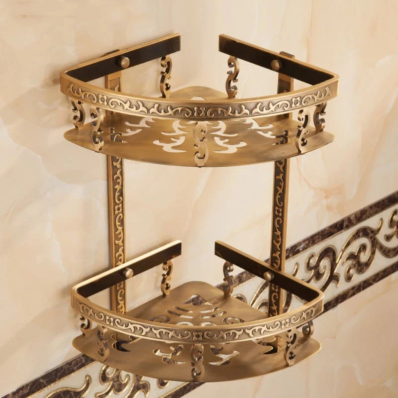 

Bathroom shelf 40cm length antique aluminum bathroom corner shelf bathroom holder shower room basket bathroom accessories