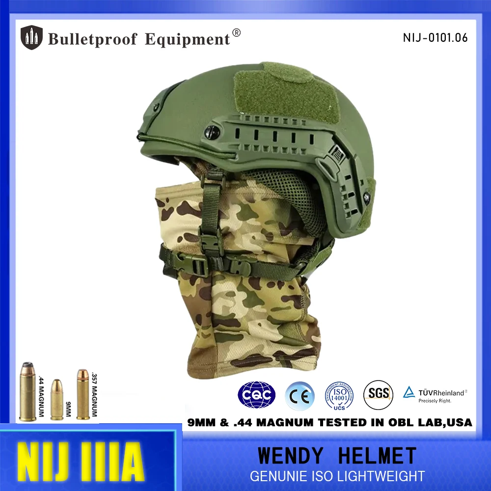 Genuine ISO Lightweight NIJ IIIA 3A 0106.01 High Cut Cloudline Liner Bulletproof Helmet Tactical Team Wendy PE Ballistic Helmet