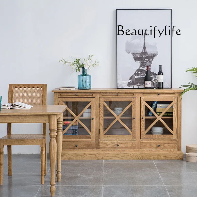 

Боковой шкаф BJ, европейско-американский оригинальный одинарный дубовый сельский шкаф для телевизора из цельного дерева, шкаф из цельного дерева, журнал