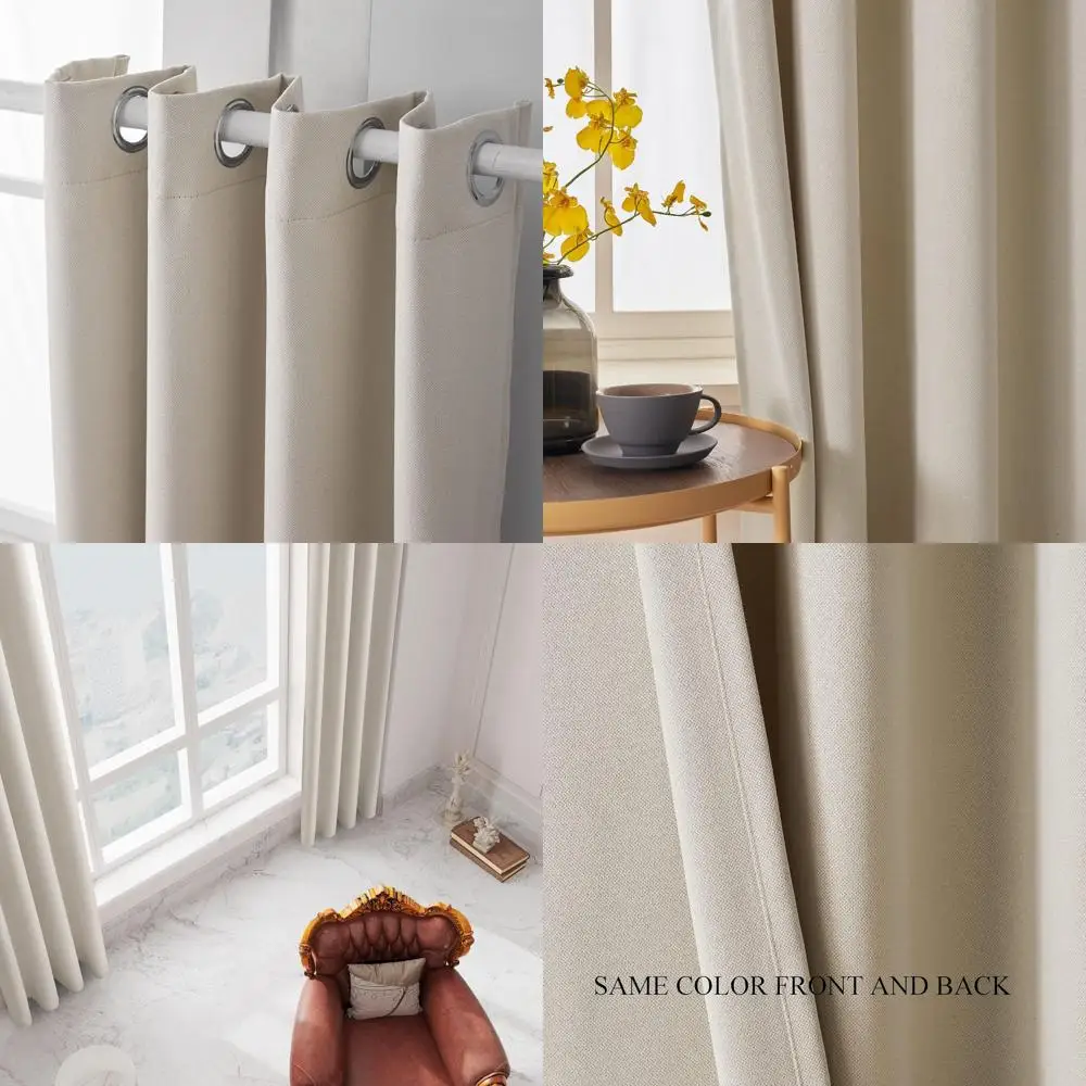 

Extra Long 156 Blackout Curtain Panel in Faux Linen, Solid Ivory for Tall Windows & High Ceilings