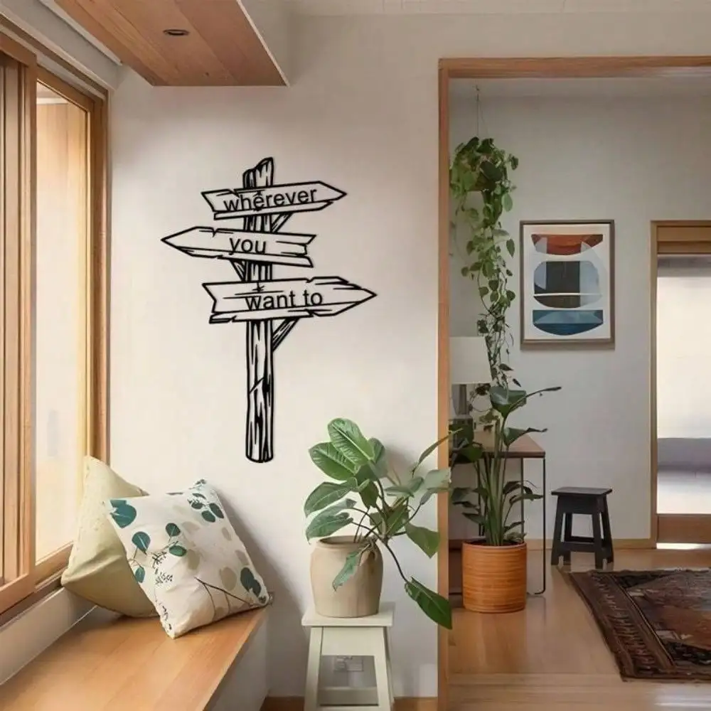 CIFBUY Iron Wall Art Metal Destination Arrow Sculpture Waterproof Traveler Decor For Entryway Indoor Outdoor Home Garden Decor