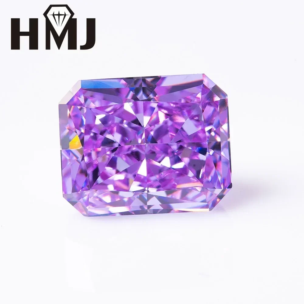 

HMJ 5A Rose Purple Cubic Zirconia Radiant 6x8mm -10x12mm Crushed Ice Cut Cubic Zirconia Stone Synthetic Gems Beads For Jewelry