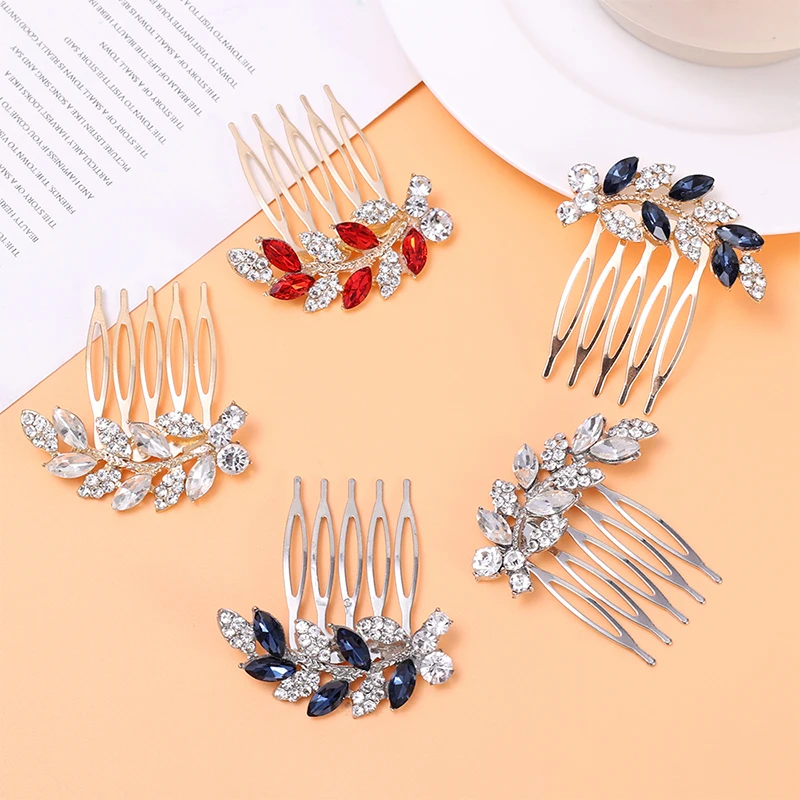 Crystal Hair Comb for Women Rhinestone Leaves Bride Hair Jewelry Hairpin Bridal Wedding Headwear Headpiece Hair Accessories Gift