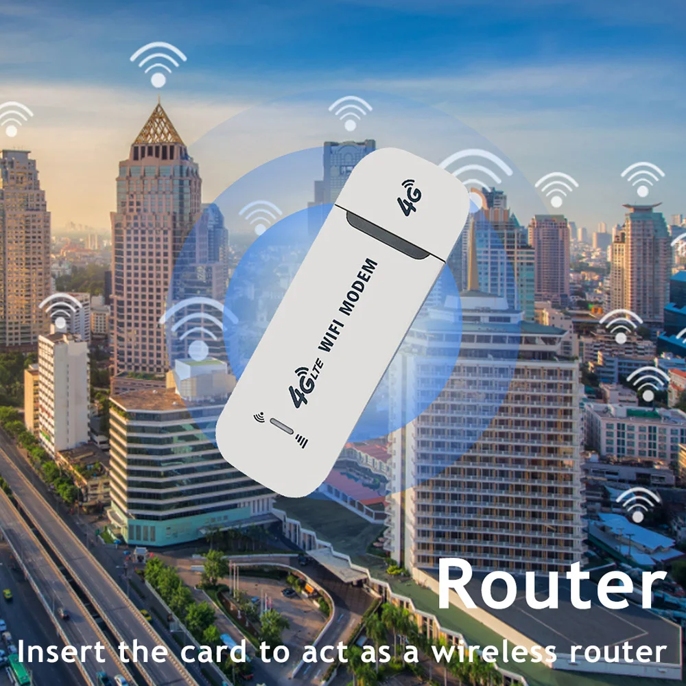 4G LTE USB Modem Dongle, 150Mbps High Speed Wireless WiFi Router, Portable SIM Card Broadband Adapter for Home, Office & Outdoor