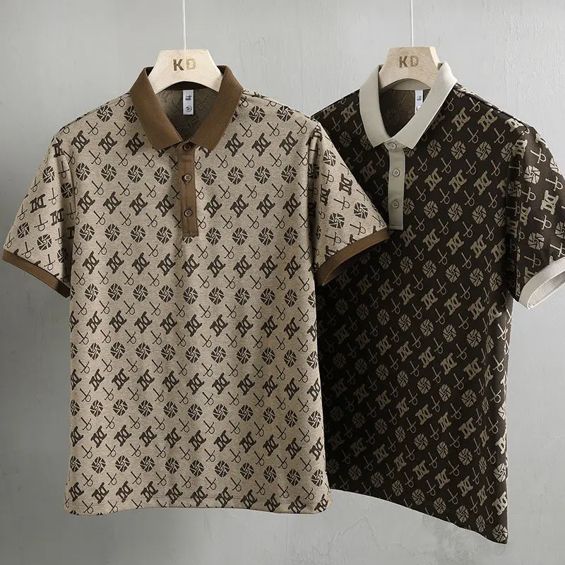 High Quality Letter Print Polo Shirts Men's Summer Short Sleeved Lapel T-shirt Slim Casual Tees Tops Social POLOS Men Clothing image 4