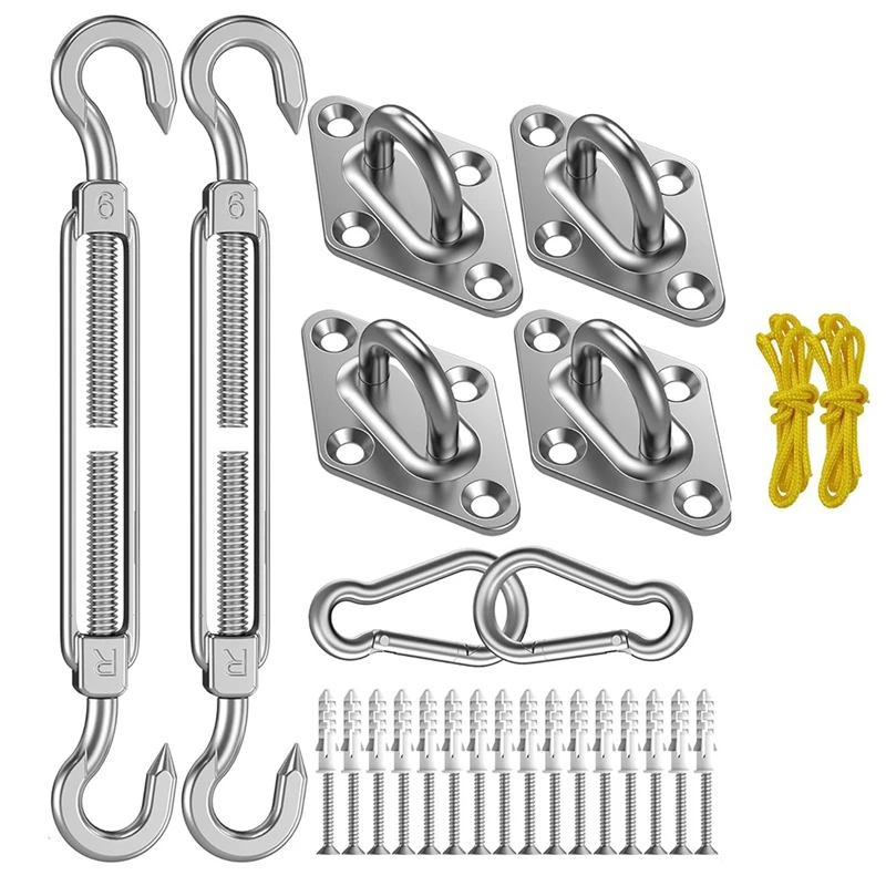 

AT69 -Shade Sail Hardware Kit: M6 Shade Sail Hardware Installation Kit For Courtyard Garden Swimming Pool (42 Pieces)