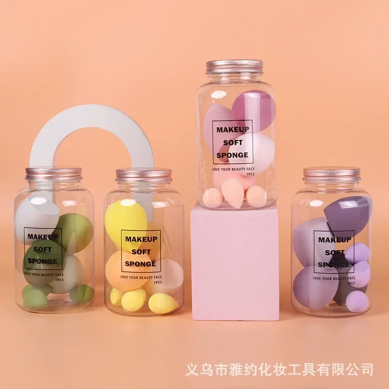 7 ชิ้นชุดฟองน้ำแต่งหน้าแบบกระป๋อง ฟองน้ำสำหรับรองพื้นแบบแห้งและเปียก แป้งพัฟ เครื่องมือแต่งหน้ามืออาชีพ สำหรับช่างแต่งหน้า