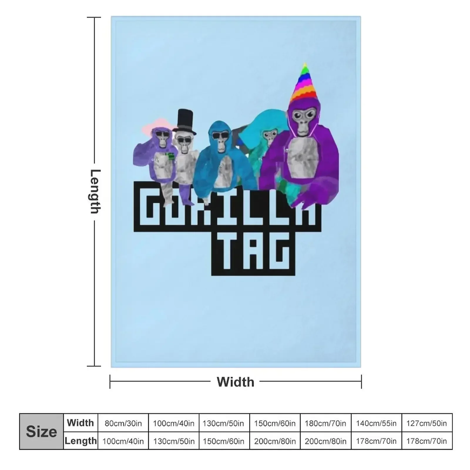 Gorilla Tag Party Time Brithday Gang Gorilla Tag Merch Unisex Tshirt Blend Hoodie Long Sleeve Crewneck Sweatshirt Throw Blanket