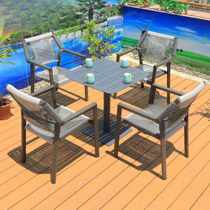 Outdoor villa courtyard table and chair leisure open-air balcony rattan woven armchair furniture