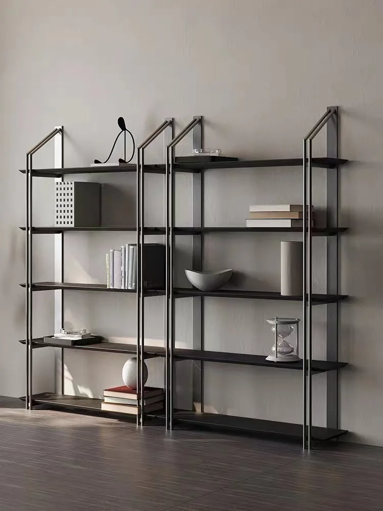

Creative Stainless Steel Bookshelf Modern Light Luxury Bookshelf Shelf Floor Office Living Room Design Partition Display Stand