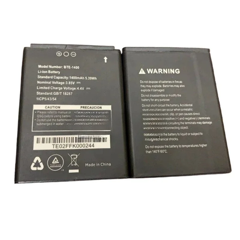 3.85V 1400mAh 5.39wh BTE-1400 High Capacity Battery for 11CP5/43/54 GB/T 18287 Battery