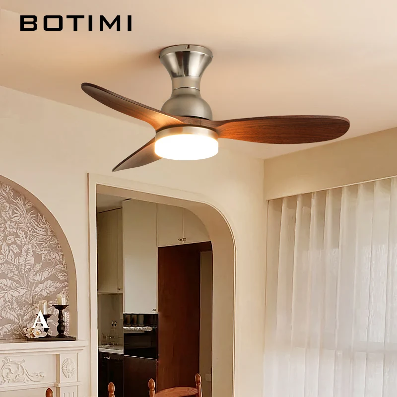 BOTIMI 36 Inch Ceiling Fan With Lights For Living Room Ventilateur de plafon Small Size Bedroom Cooling Dining Fan Lamp