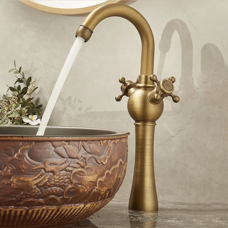 

Brass Antique bathroom faucet Gold bathroom basin faucet cold and hot water faucet Chrome Lavotory Faucet sink faucet black fau