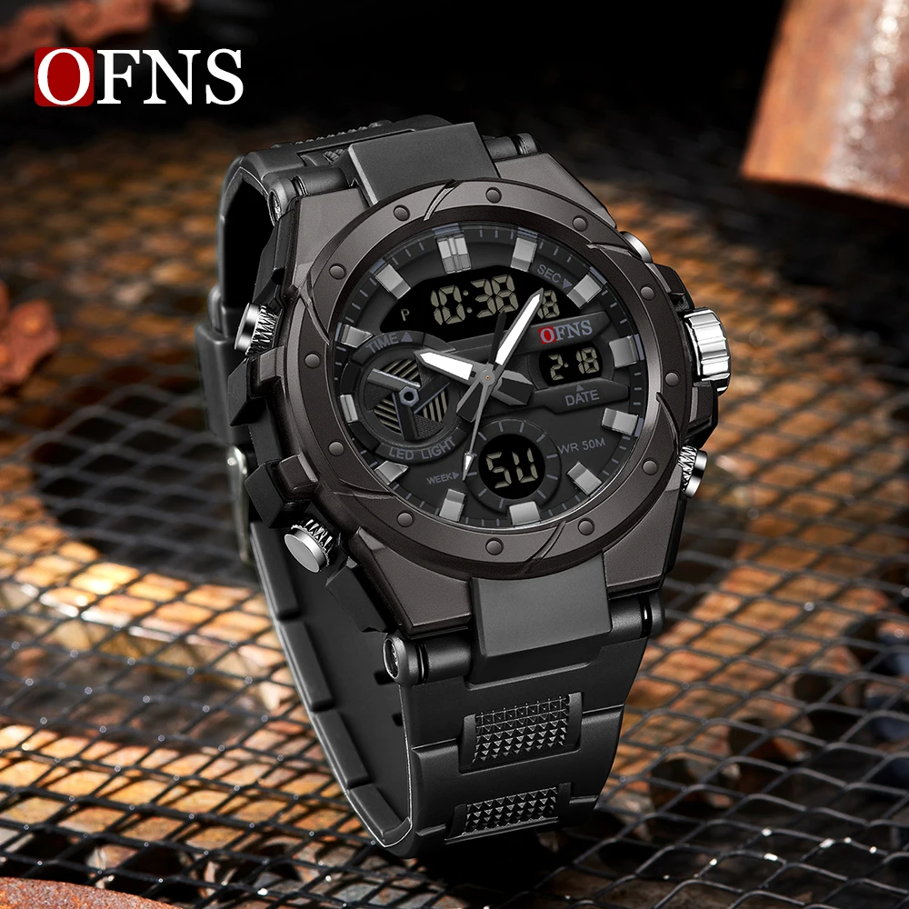 OFNS Top Brand Luxury G-style Watch Men Sport Alarm Clock Stopwatch Waterproof Dual Display Digital Quartz Men\'s Wristwatch