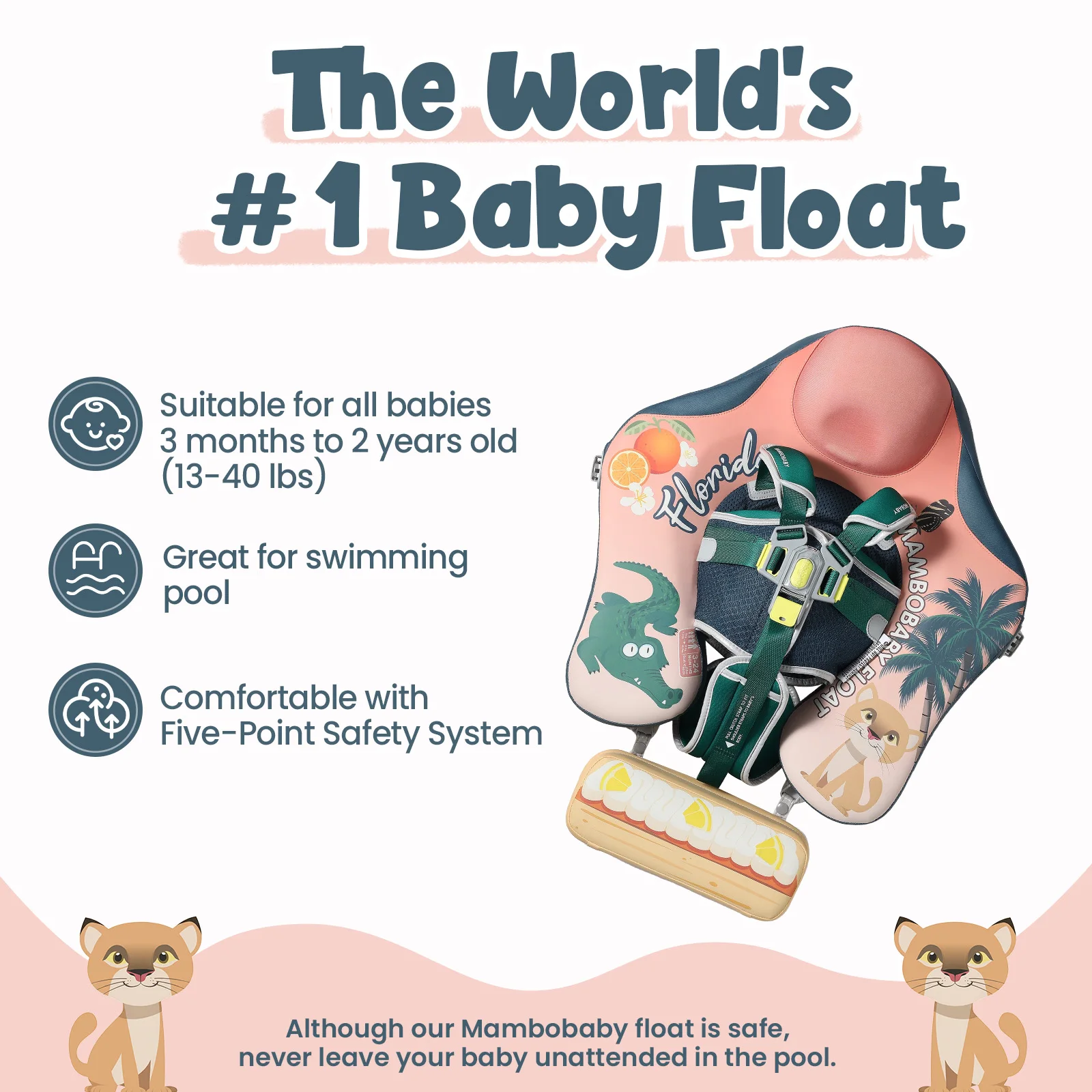 Mambobaby Float Safe Solid Core with Canopy Comfort Skin-friendly Design Baby Swimming Ring Toddler Pool Float Infant Water Ring
