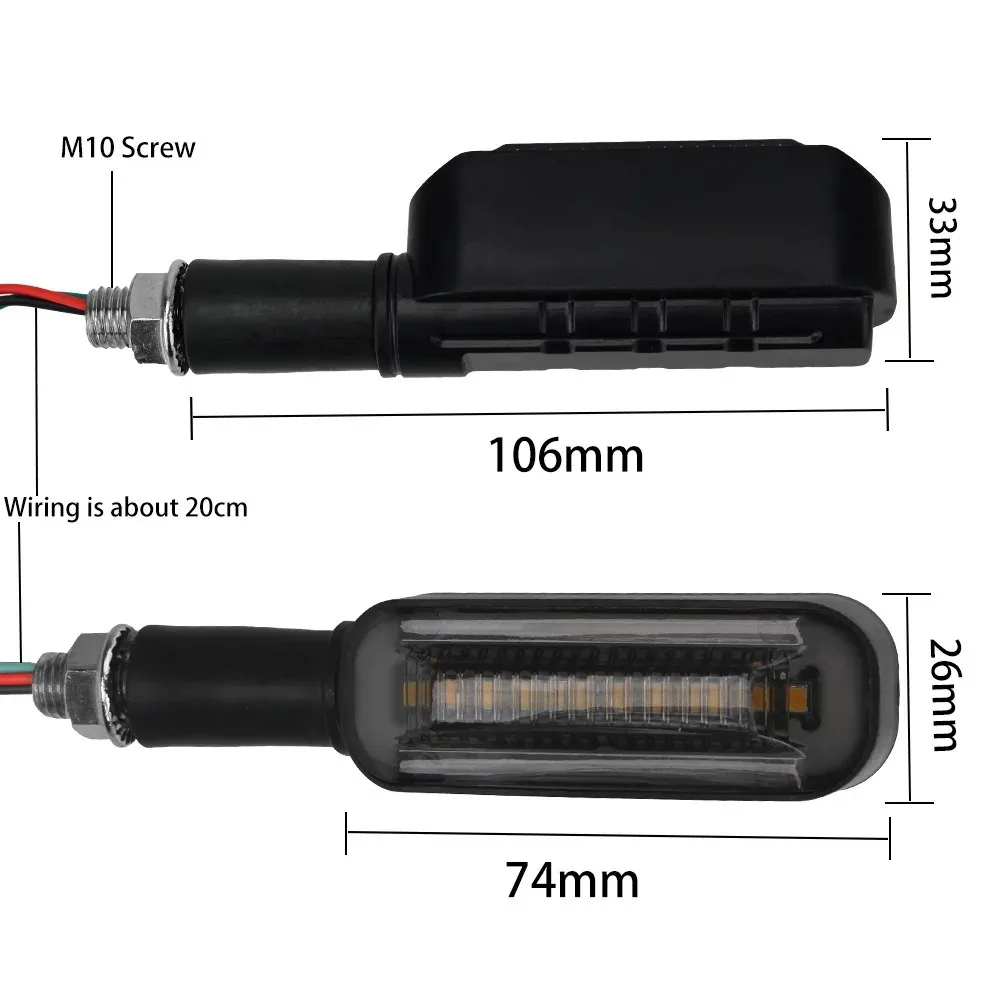 10mm Motorcycle LED Turn Signals Light Blinker Flowing Water Indicators Lamp Flasher Front Rear Lamp For Kawasaki Yamaha