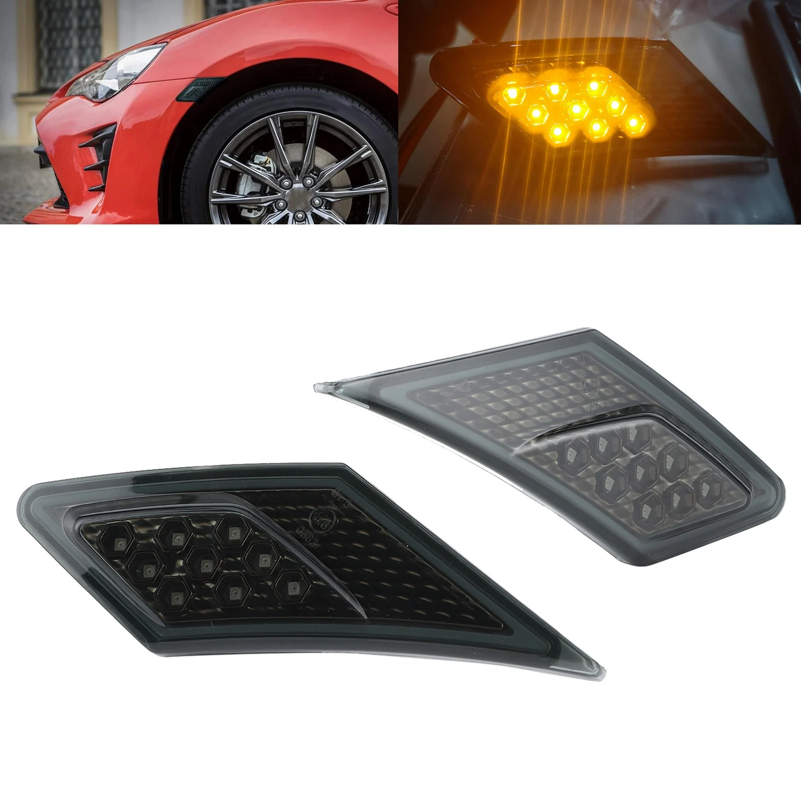Image of Paar LED-Seiten markierung Blinker Blatt lichter geräucherte Linse passend für Scion Toyota s/Subaru Brz/GT86 2012-2016 sc2555100 sc2554100