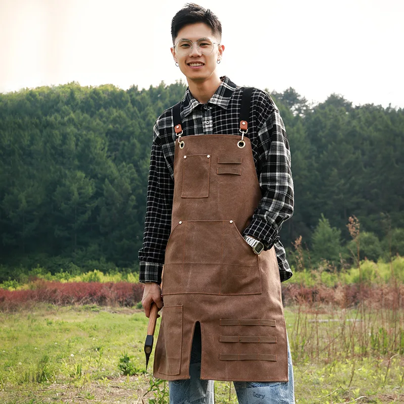 Outdoor Originality Apron Multi-functional Pocket Hairdresser Woodworking Overalls Repair Machinist Tools Waterproof Long Apron