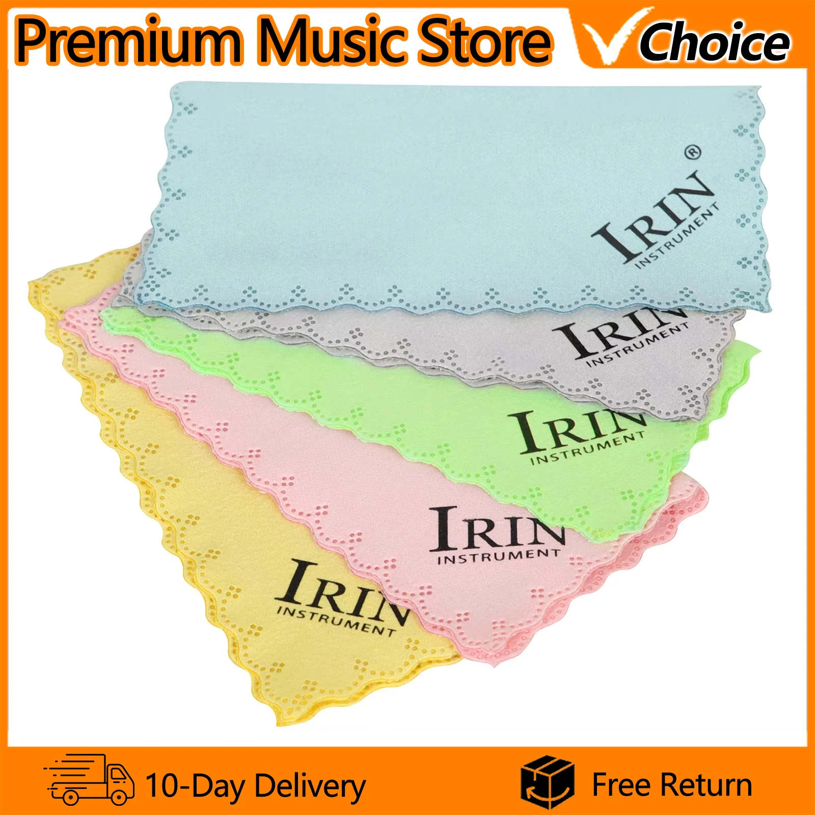 IRIN Colorful Cleaning Cloth for Various Musical Instrument Cleaning Microfiber Dust Absorbing Soft Cloth 5 PCS Accessories