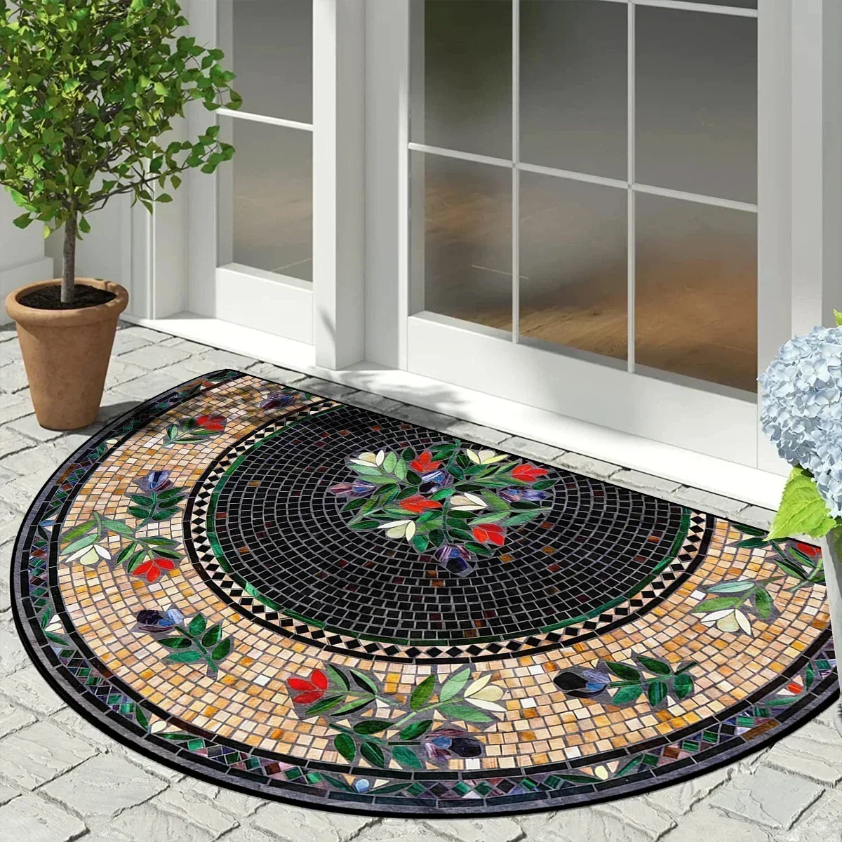 House Entrance Mat Garden Decoration Doormat Door Entry Mats Outdoor Carpet Home Rug Semi-circular Floor Mat שטיח כניסה לבית