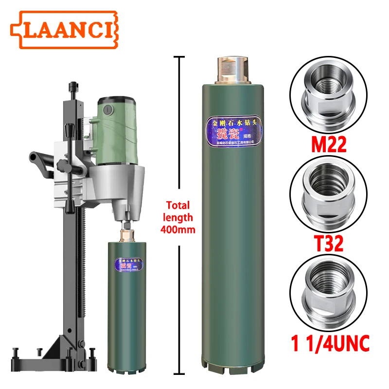 

LAANCI Diamond Core Drill Bit Total Length 395mm 1 1/4UNC T32 M22 Thread With Diameter of 25-200mm Reinforced concrete drilling