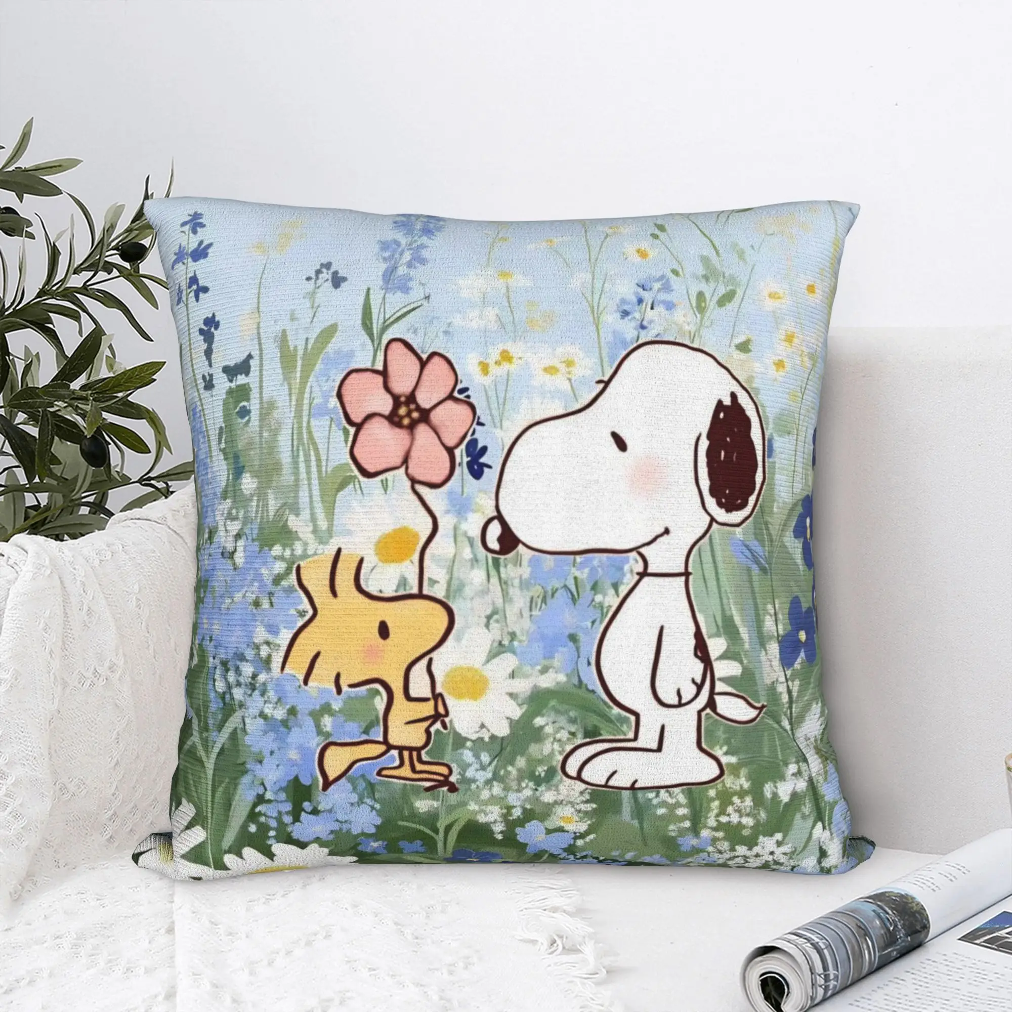 Cartoon Cute S-Snoopys Square Pillow Cases  Cushion Cover Awesome Zippered Decor Pillowcase for Sofa 40*40cm