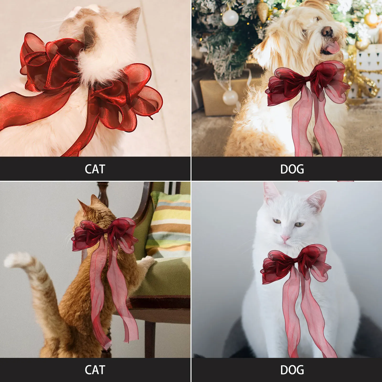 

Decorative Pet Collar with Bow Tie Comfortable Breathable Fabric Ideal for Parties Kitten Collar Collars Decor