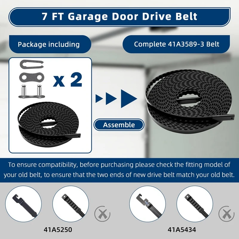 41A3589-3 41A3589‑12 Drive Belt For 7 Ft High Garage Door, 233 Inches Belt Assembly For Garage Door Opener