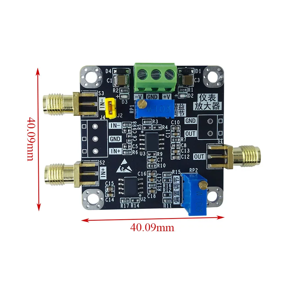 INA849 Precision Instrumentation Amplifier, Microvolt/mV Signal Conditioner, Single/Diff Input, Low-Noise Board Gain Adjustable