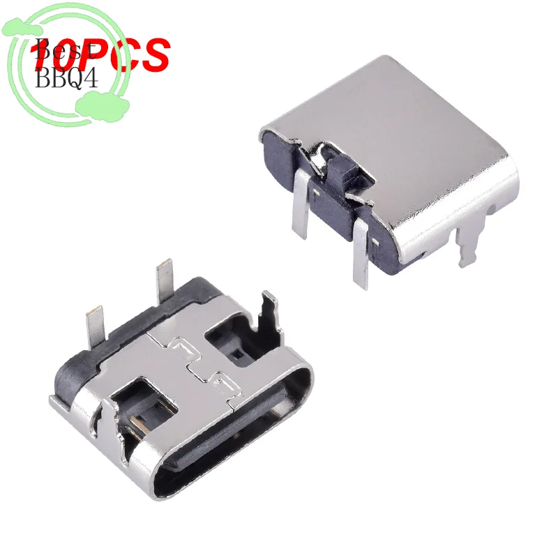 (BBQ4)10Pc 2 Pin Micro USB TypeC Connector Socket USB 3.1 Type-C Female Placement Power Jack Dock For Mobile Phone Charging Port