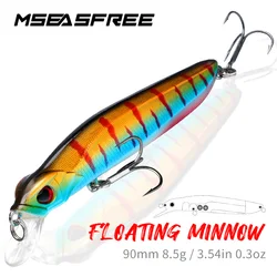 MSEASFREE Floating Minnow Lure 90mm 8.5g Rattle Artificial Hard Bait Propbait For Bass Perch Fishing Tackle Noisy Bait 16 Colors
