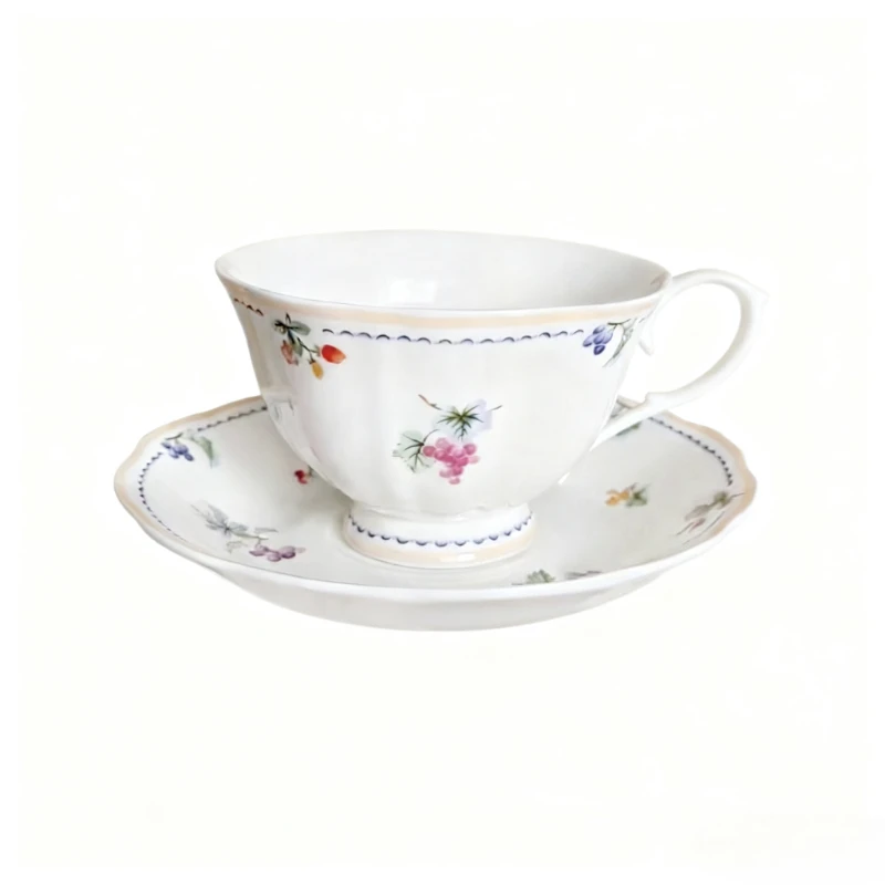 Винтажный набор чашек из костяного фарфора с блюдцем, элегантная фарфоровая чайная чашка, кофейная чашка для послеобеденного чая, черная чайная чашка, кухонная посуда для кофейни