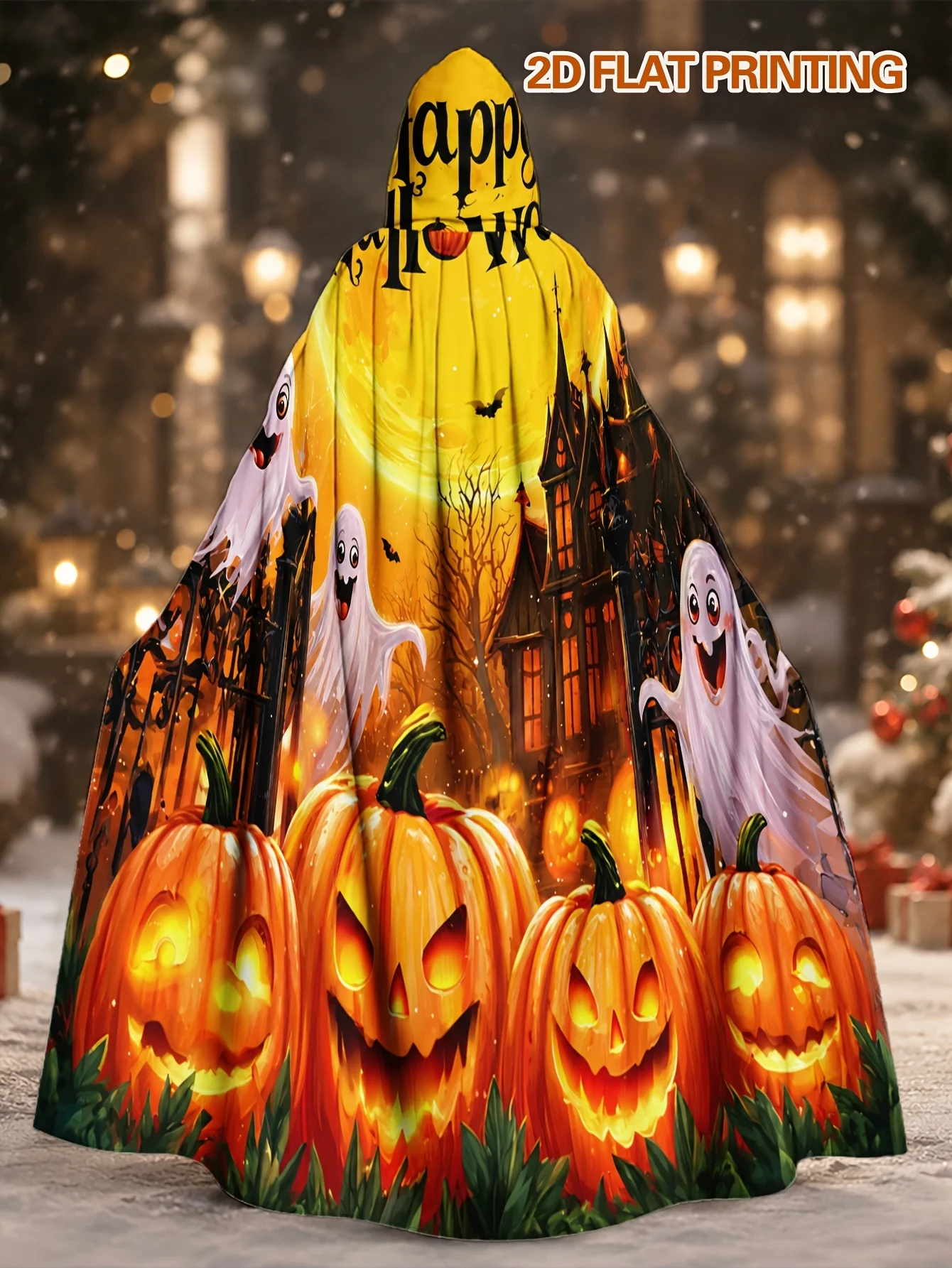 1pc Polyester Cape/Halloween Ghosts And Pumpkins Design/Halloween Witch Robe & Christmas Cloak for Adults/Cosplay, Themed Partie