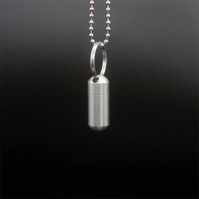 Pill Holder Portable Waterproof Metal Capsule Box Keychain Mini Stainless Steel/Brass Pill Case Storage Pendant Travel Firstaid