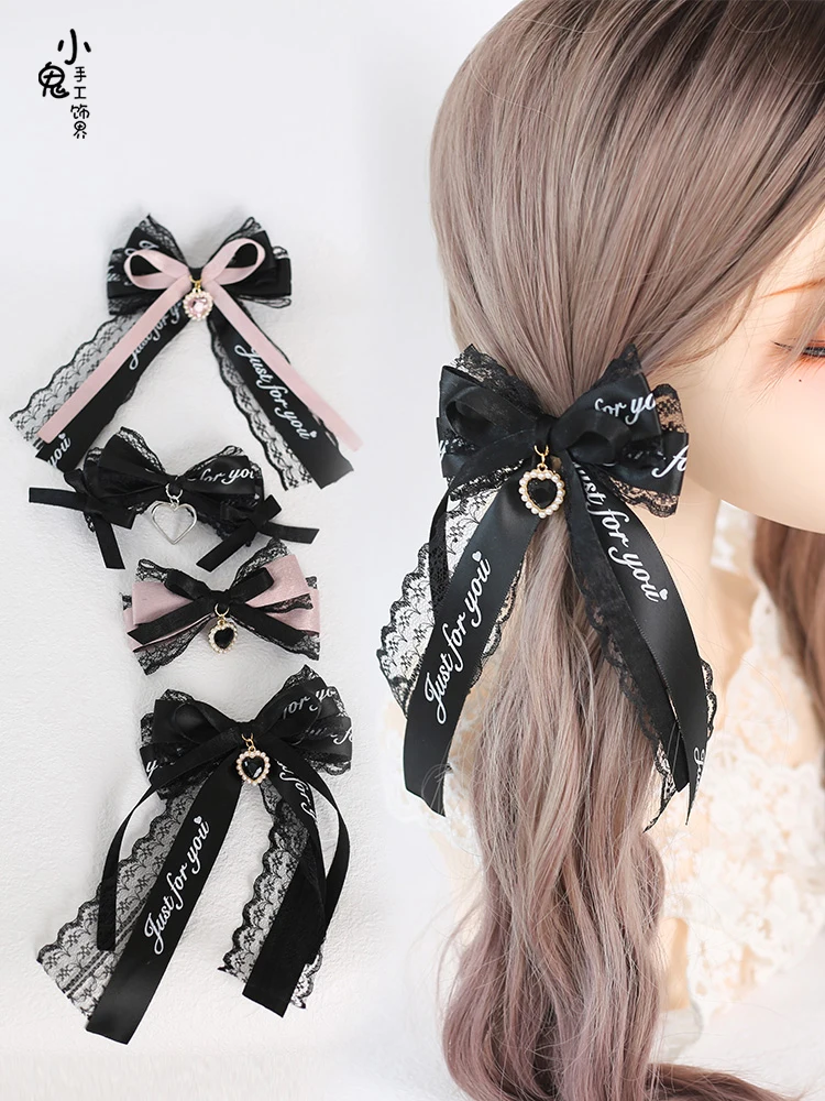 Accesorios para el cabello de Lolita japonesa, diadema de sirvienta Y2K con lazo dulce con volantes, tocado de disfraz de Anime Cosplay