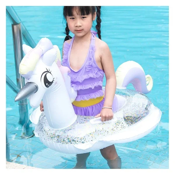 Flotador de flamenco circular para bebé, accesorios de piscina inflables, anillo de natación, asiento de unicornio para niños, juguetes de agua de