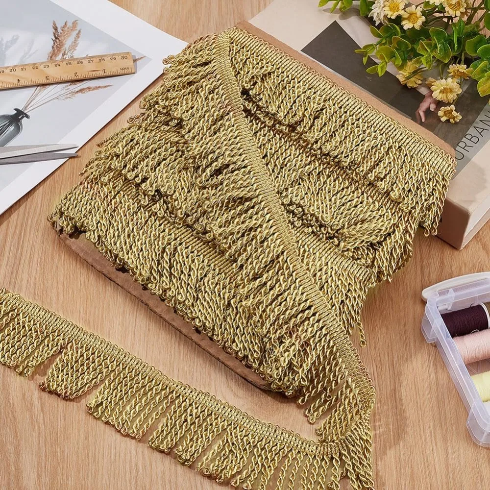12 Yardsx2.2Inch Fringe Trim Chainette Sewing Lace Trim Fringe Tassel Decorative Fringe Trim for Curtain Box Crafts Home Decor view 4